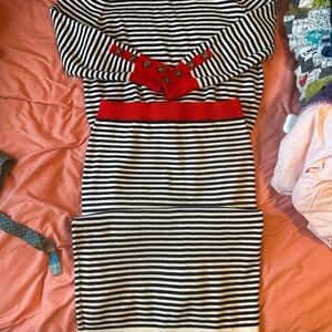 Striped Navy and White 2-piece with Red Accents